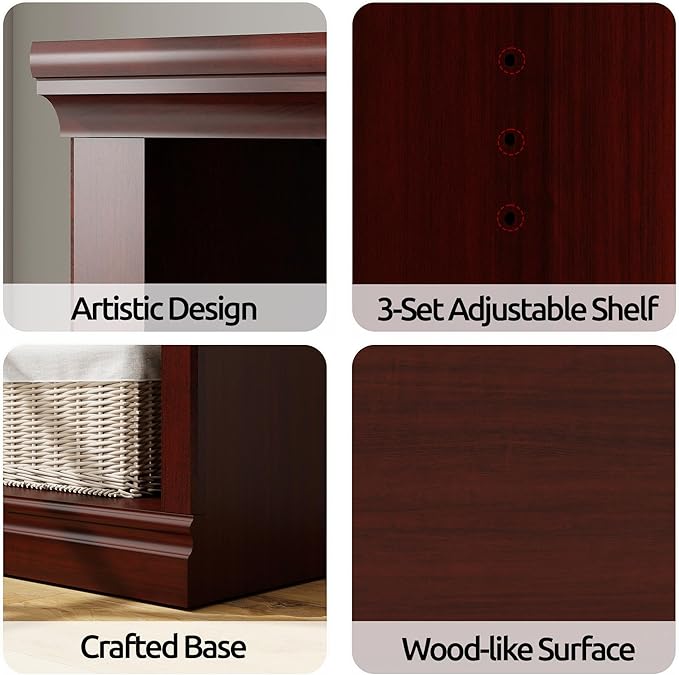 Bookshelf, Open Storage 70 Inch Tall 5 Shelf Bookcase, Floor Standing Bookshelves and Bookcases, Book case for Farmhouse Library Office Bedroom Kids, Mahogany - 5 Tier
