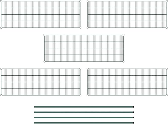Commercial NSF Listed Green Epoxy Stationary Wire Shelving Kit 21" x 60" x 74", with 5 Shelves Perfect for Warehouse, Walk-in Refrigerator, Freezer, Grocery Store, Restaurant, Dishroom
