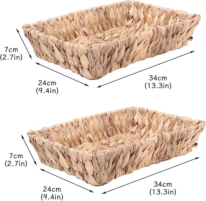 Snack Bar Station Organizer,Pantry Organizers and Storage Bins,Hand-Woven Snack Basket for Countertop,Natural - Water Hyacinth Snack Display Box Candy,Drink Packet,Chips,Spice Organizer