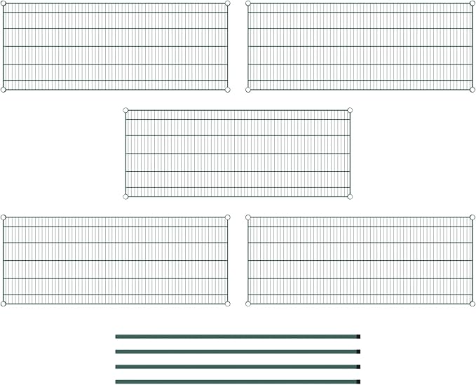 Commercial NSF Listed Green Epoxy Stationary Wire Shelving Kit 24" x 60" x 64", with 5 Shelves Perfect for Warehouse, Walk-in Refrigerator, Freezer, Grocery Store, Restaurant, Dishroom