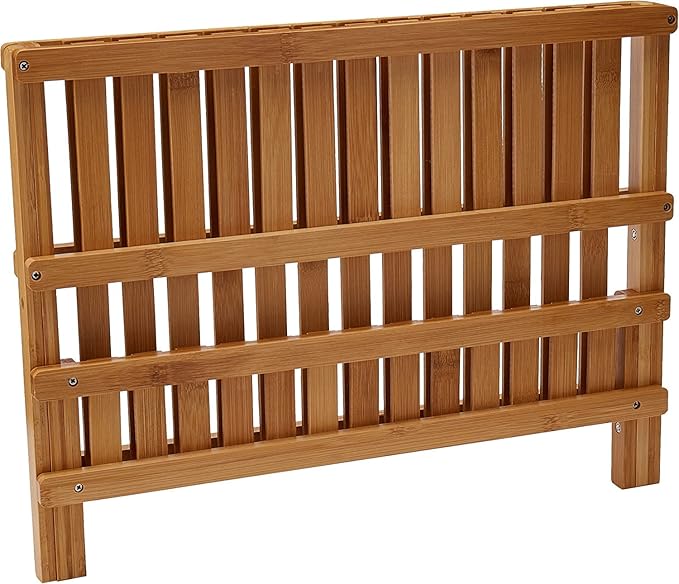 Lipper International 8813 Bamboo Wood Folding Dishrack, 17-3/4" x 13" x 9-3/4"