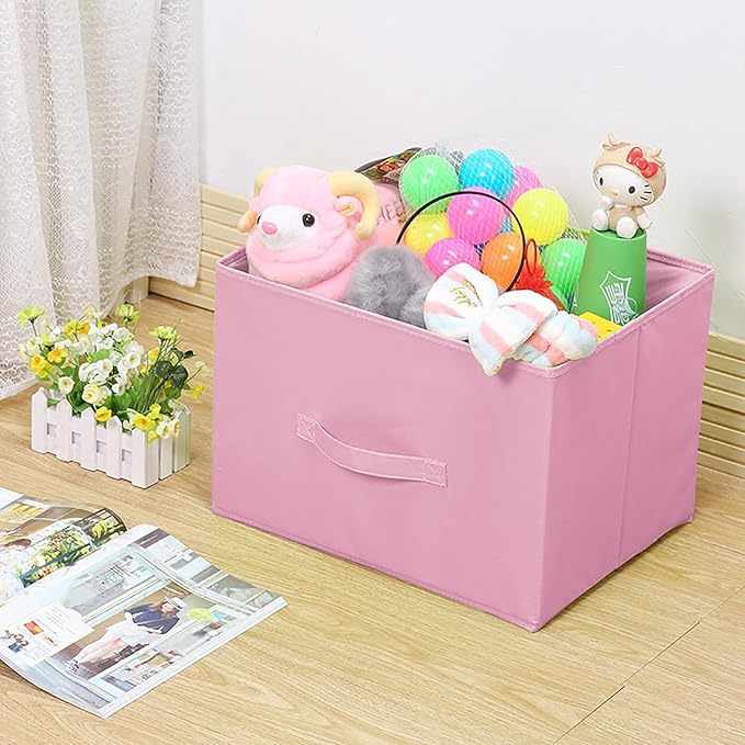 EBIGIC Collapsible fabric Storage bins,cube storage organizer 10.5 * 10.5 * 11 inch,For home and office Collapsible Closet Shelf Organizers, Drawer Organizers(Pink)