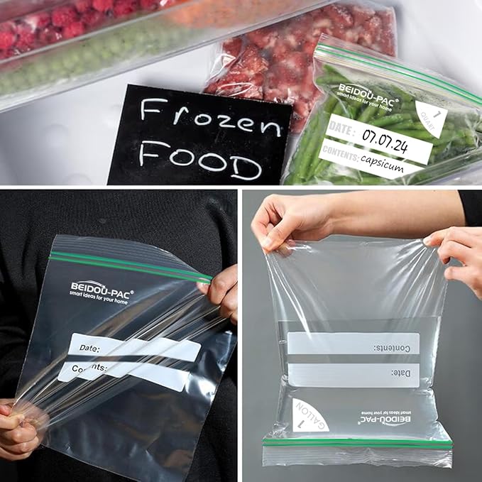 BEIDOU-PAC 2 Gallon Large Food Storage Freezer Bags, 250 Count | Double Zipper |13" * 15", Freshness Easy Open Reclosable Clear Plastic Bags