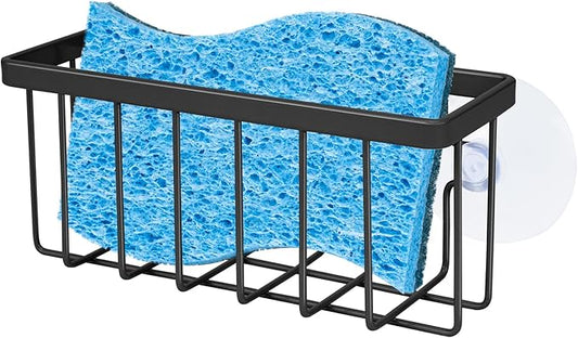 Sponge Holder for Kitchen Sink Suction,Kitchen Sink Sponge Holder,Sink Caddy, Soap Holder,Bathroom,Scrubbers (Black)