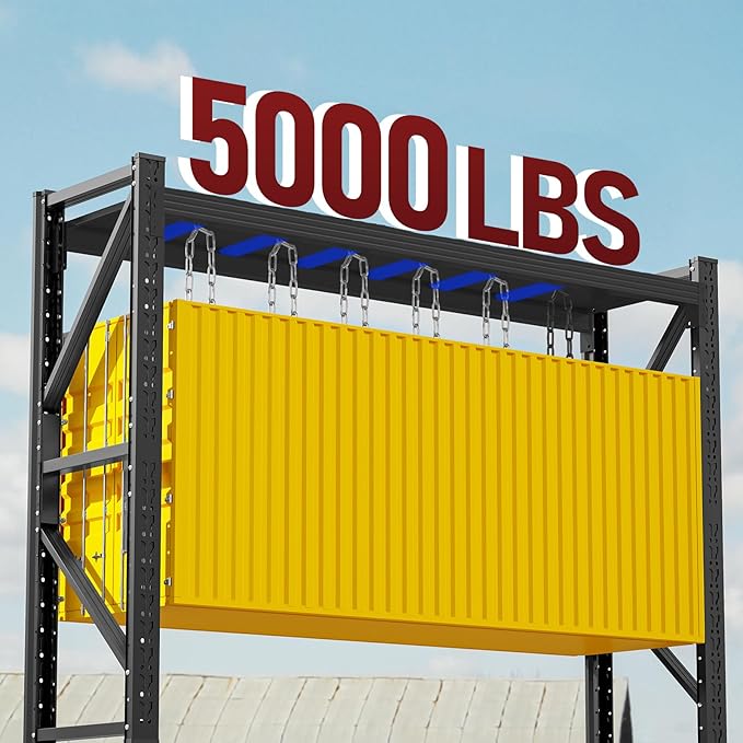 60" W Storage Shelves, 4 Tier Metal Garage Shelving Units, 5000LBS Heavy Duty Adjustable Shelf, Garage Storage Rack, Industrial Shelving for Shop, Warehouse,60" W x 24" D x 79" H