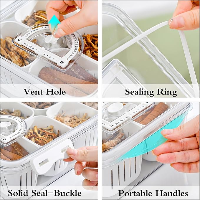 Eanpet 2Pack Poratble Bacon Storage Container for Fridge Divided Snackle Box Charcuterie Container 4 Compartment Serving Veggie Tray with Lid Portable Travel Fruit Caddy for Cheese,Candy,Nuts,Salad