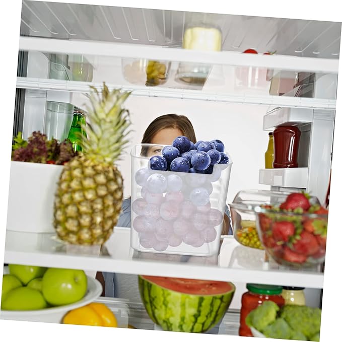 2pcs Translucent Refrigerator Organizer Bins Storage Box for Vegetables Fruits Spices Vertical Space-Saving Design for Home Kitchen