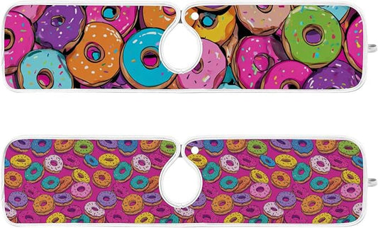 2 PCS Kitchen Sink Splash Guard 23.6 Inch Faucet Mat for Kitchen Sink Bathroom Sink Faucet Absorbing Drip Drain Mat Pad Microfiber Soft Washable Cute Colorful Donuts