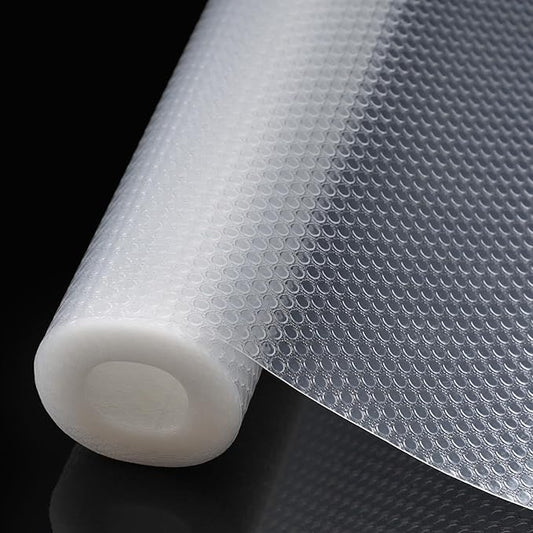 Shelf and Drawer Liner for Kitchen Cabinet，Non Adhesive Durable EVA Shelf Paper, Non Slip Waterproof Decorative Mats for Dresser Cupboard Refrigerator Bathroom Grip Shelves（Clear,12 in X 10 Ft ）