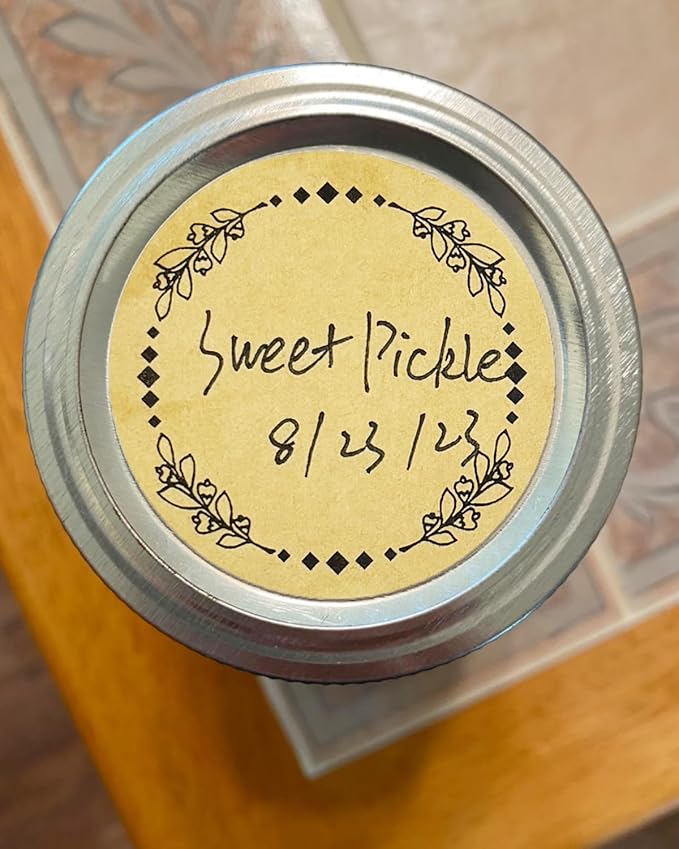 2" Canning Labels for Jars & Lids, 500 Labels per Roll, 4 Different Wreath Designs, Round Kraft Christmas Mason Jar Stickers, Food Labels Pantry Labels, Mason Jar Labels Spice Labels Bottle Labels