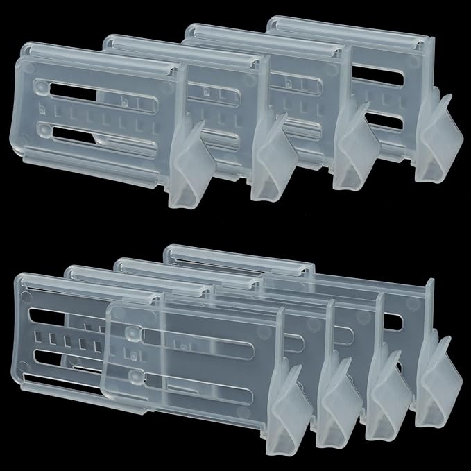 8 PCS Adjustable Fridge Divider, Clear Organizer Clip Retractable Organizer Divider, Plastic Storage Box for Home/Kitchen/Office