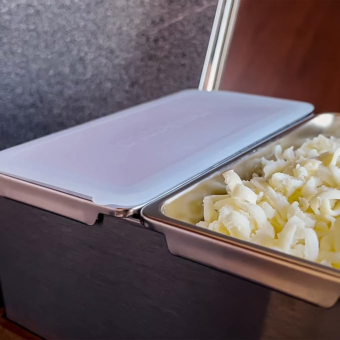 4 Slot Condiment Carrier, Stainless Steel Holders, Silicone Lids, and Gel Packs - Portable and Versatile for Outdoor BBQs and Parties