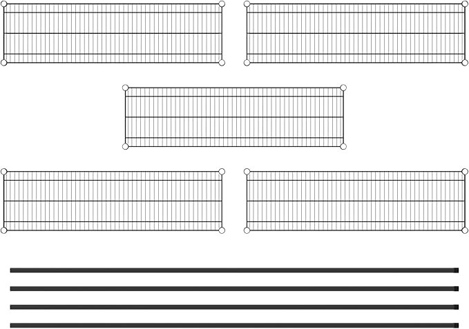 Commercial NSF Listed Black Epoxy Stationary Wire Shelving Kit 14" x 48" x 96", with 5 Shelves Perfect for Warehouse, Walk-in Refrigerator, Freezer, Grocery Store, Restaurant, Dishroom