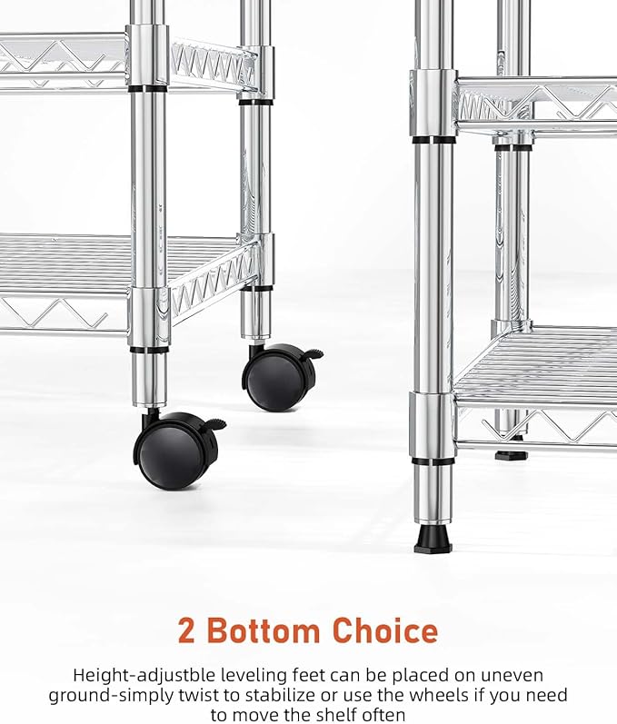 Simple Deluxe 3-Tier Heavy Duty Storage Shelves 750Lb Capacity, 24.02" D x 13.78" W x 21.97" H Shelving Unit for Pantry, Garage, Laundry and Kitchen