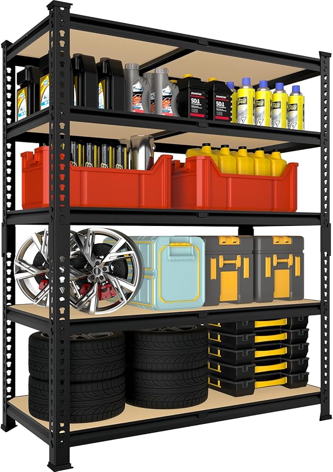 Heavy Duty Metal Storage Shelves - 36" W x 16" D x 72" H 5 Tier Adjustable Garage Shelving Unit, Industrial Utility Rack Shelf for Warehouse, Pantry, Kitchen, Black