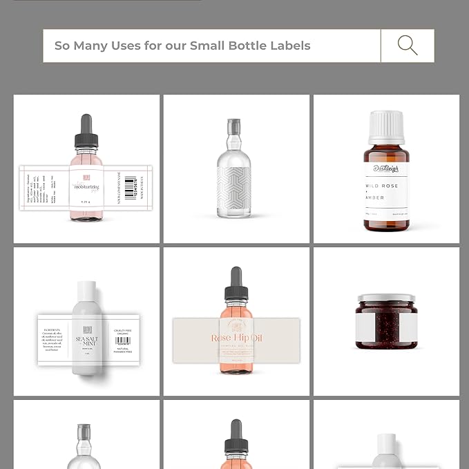 120 Printable Small Bottle Labels for 2 oz. and 4 oz. Bottles, 4 x 1.5 inches