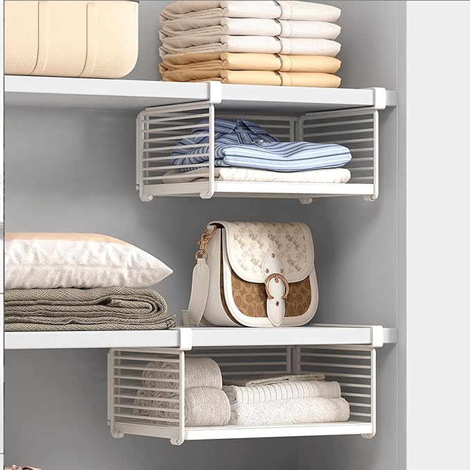 Under Shelf Basket - Heavy Duty Slide-In Metal Wire Hanging Organizer, Space Saving Storage Rack for Kitchen Cabinet, Pantry, Closet, Office (White)