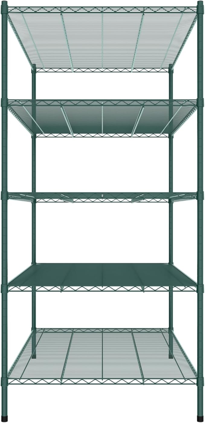 Commercial NSF Listed Green Epoxy Stationary Wire Shelving Kit 36" x 60" x 74", with 5 Shelves Perfect for Warehouse, Walk-in Refrigerator, Freezer, Grocery Store, Restaurant, Dishroom