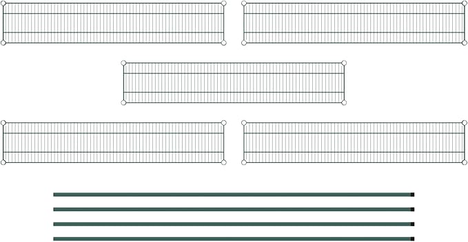 Commercial NSF Listed Green Epoxy Stationary Wire Shelving Kit 12" x 60" x 96", with 5 Shelves Perfect for Warehouse, Walk-in Refrigerator, Freezer, Grocery Store, Restaurant, Dishroom