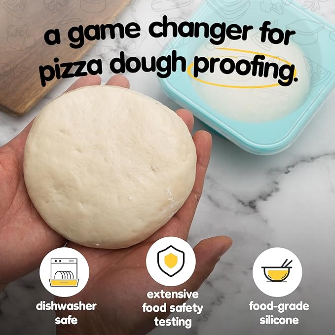 KEVJES PLUS 1000ml Pizza Dough Proofing Containers for DIY family Artisan Pizza, Food Grade Silicone Stackable Boxes with Lids, Freezer, Fridge, Dishwasher Safe,4sets (Space Gray)