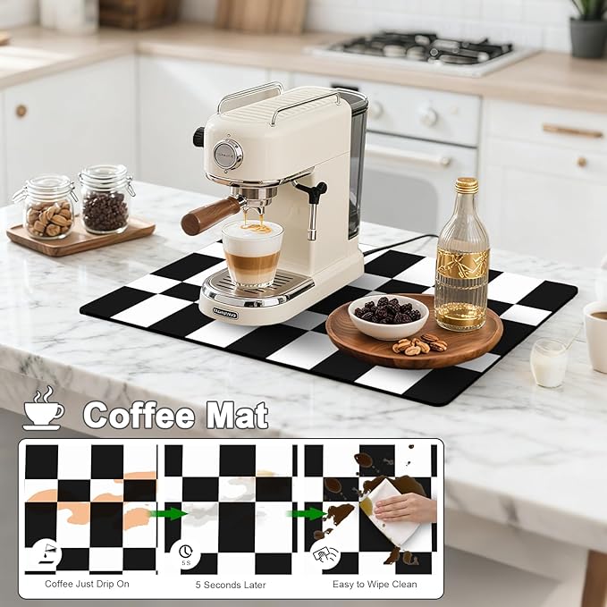 Dish Drying Mat & Coffee Mat for Kitchen Counter, Absorbent Microfiber Waterproof Mat with Non-Slip Backing, Multi-Size Multi-Color Options, Sink and Coffee Bar Accessories