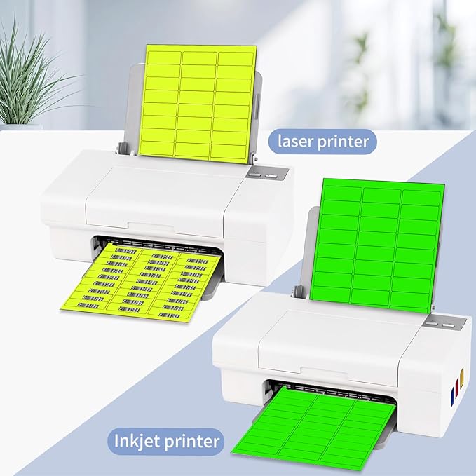 Yegawen 1" x 2-5/8" Colored Labels Stickers, Fluorescent Bright Moving Labels for Laser/Inkjet Printer Permanent Adhesive- 600 Pcs