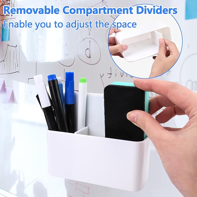 4Pack magnetic marker holder for fridge,Magnetic Dry Erase Marker Holder, Magnetic Marker Holder for Whiteboard, Magnetic Marker Pen Pencil Organizer for Whiteboards, Refrigerator(White)