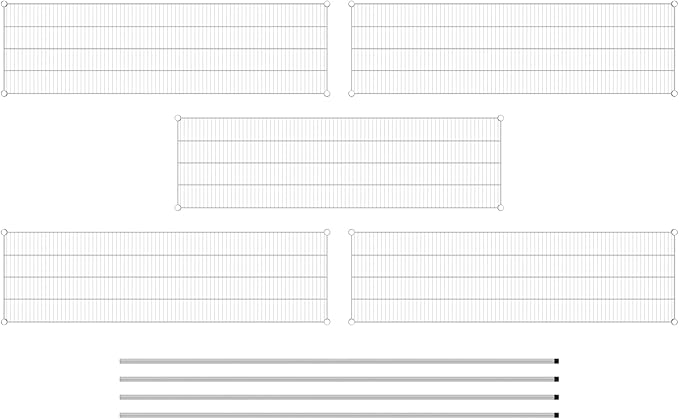 Commercial NSF Listed Chrome Stationary Wire Shelving Kit 21" x 72" x 96", with 5 Shelves Perfect for Warehouse, Walk-in Refrigerator, Freezer, Grocery Store, Restaurant, Dishroom