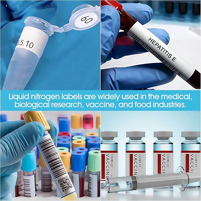 Cryogenic Freezer Labels for Test Tubes – Liquid Nitrogen Resistant Lab Sample ID Stickers, Waterproof Adhesive, 1000 Pcs