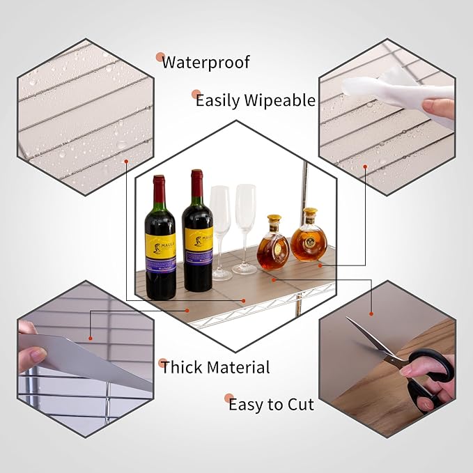 Poofzy Wire Shelf Liner 14" X 24", Non-Adhesive Plastic Shelf Liners for Wire Shelving, Waterproof Protector Mats (3PK, Gray)