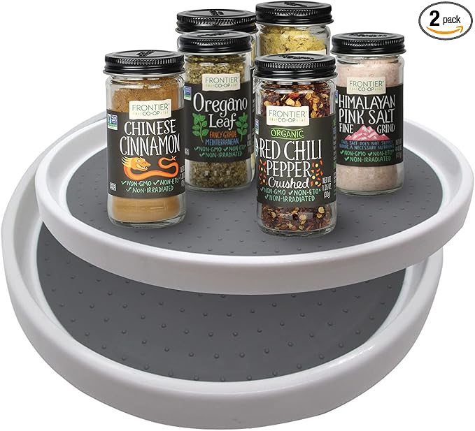 Gadgetime USA 2 Pack Lazy Susan Turntable, 10 inches Non-Skid Rotating Spice Rack, Spinning Organizer for Kitchen, Cabinet, Pantry, Fridge, Bathroom Vanity, Countertop