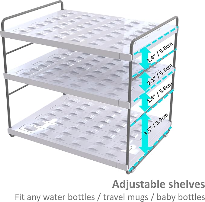 YAN & HIN Expandable Water Bottle Organizer for Cabinet, Tumbler Organizer, Water Bottle Holder for Kitchen Organization, Pantry Organizers, Refrigerator Organizers and Storage
