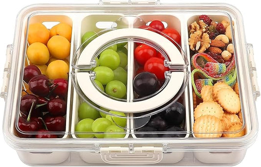 Fruit Storage Containers for Fridge, Fridge Organizer Snackle Box Container, Fruit Containers for Fridge, 4 Compartments Fruit & Vegetable Organizer