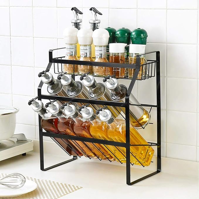 Tomorotec 3-Tier Compact Size Kitchen Spice Organizer Shelf Rack Storage, Bar Storage Cabinet Organization, Kitchen Counter & Cabinet Shelf Organizer