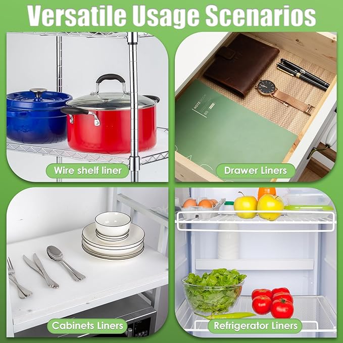 AMZABBY Shelf Liner for Wire Shelving. 18x197'', Easy to Cut. Thick/Waterproof/Non-Slip Non-Adhesive Stain-Proof for Clear Liner/Kitchen/Cabinet/Drawer
