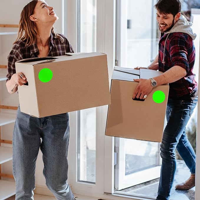 ChromaLabel 3 Inch Round Sticker Labels, High Visibility Removable Stickers Label, Easy to Write On Color Coding Labels - 500 Sticky Dots per Roll, Matte Finish Fluorescent Green Dot Stickers