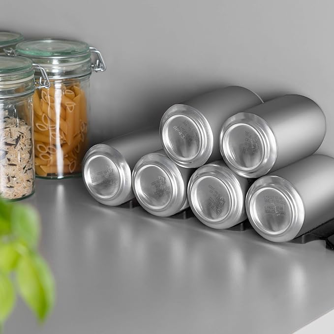 kwmobile Silicone Bottle Stacking Mat - Refrigerator Organizer to Stack Bottles, Cans, Beer, Soda - Non-Slip Holder Rack - Black