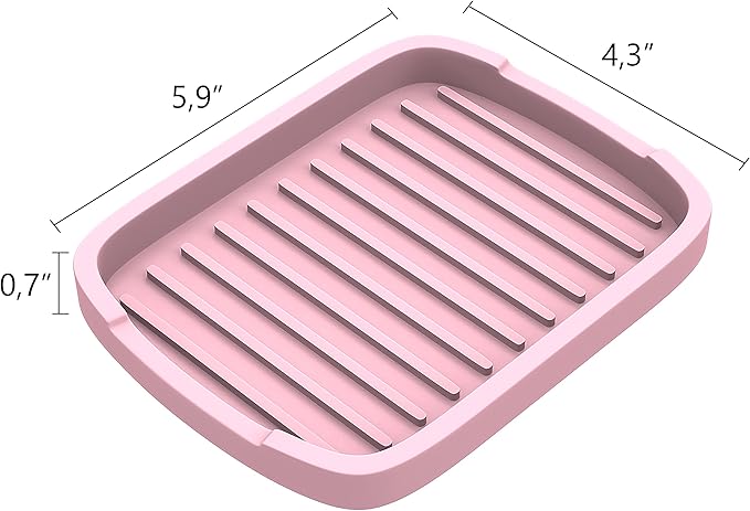 Silicone Sponge Holder -soap Tray - 5.9" X 4.33" Set -2pcs (Pink)