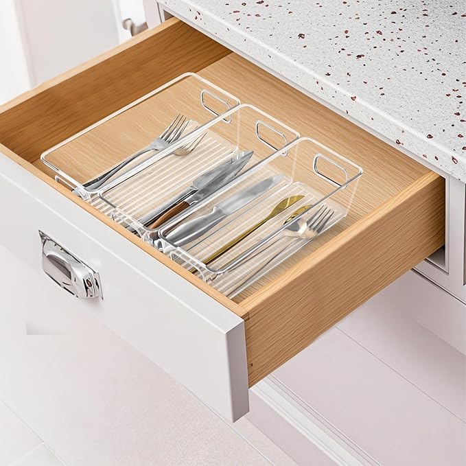 Clear Plastic Storage Bins 8 Pack - Pantry Organizers and Storage, Fridge Organizer Containers for Kitchen, Cabinet, Freezer, Bathroom, Clost, Home Organization