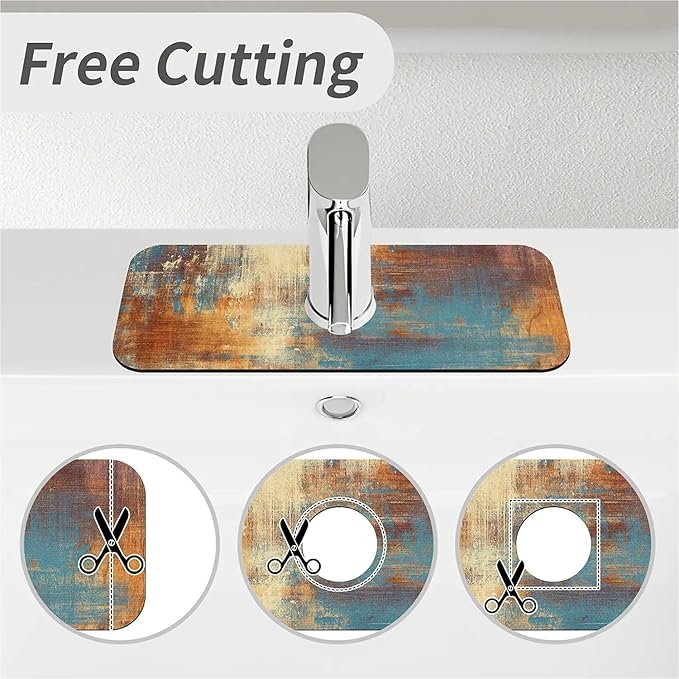 Kitchen Sink Splash Guard，Abstract grunge Faucet Mat Sink Gadgets-Super Absorbent Fast Drying Mat Drip Catcher for Kitchen, Bathroom,Sink Mat, Dish Drying Mat, Bathroom(15" X 5.5" )