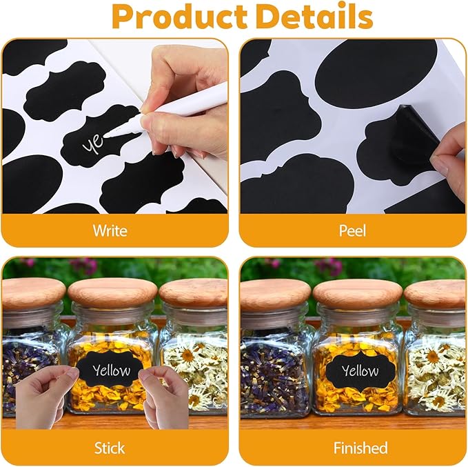 372Pcs Labels for Jars, Chalkboard Labels with 2 Chalk Marker, Waterproof Reusable Chalk Sticker Label for Containers Storage Jars, Bottles Organize Your Home & Kitchen