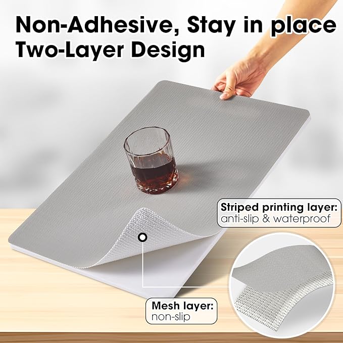 ALIUNI Drawer and Shelf Liner, Non-Slip Kitchen Cabinet Liners Non-Adhesive Thick Strong Grip Waterproof Washable Mats Protect Dresser Shelves Cupboard Bathroom Cabinets, Light Gray, 12 in X 30 FT
