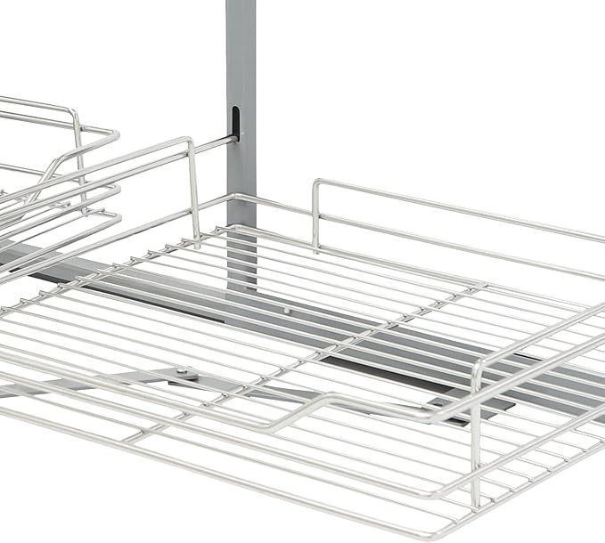 Blind Corner Cabinet Pull Out Organizer, 2 Tier 4 Baskets Stainless Steel L-Shaped Kitchen Slide Out Kitchen Cabinet Organizer Shelf for 15.75” Opening Door (Left or Right)