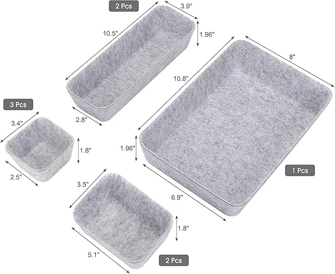 13 Pcs Office Drawer Organizer,Felt Nightstand Organizer, Large Kitchen Drawer Organizer Tray, Office Supplies Desk, Adjustable Under Desk Storage for Papers Hold Pens & A4 Sized File