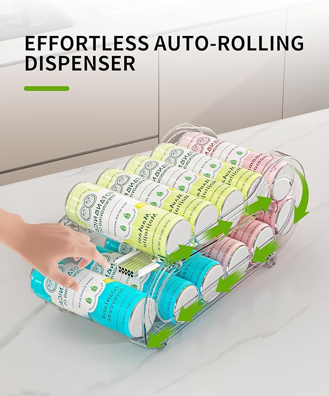 Soda Can Organizer 2 Pack, Automatic Rolling Can Organizers for Refrigerator - Wide+Slim 2 Size Can Dispenser for Fridge & Pantry Storage - Space Saving Kitchen & Beverage Organizer