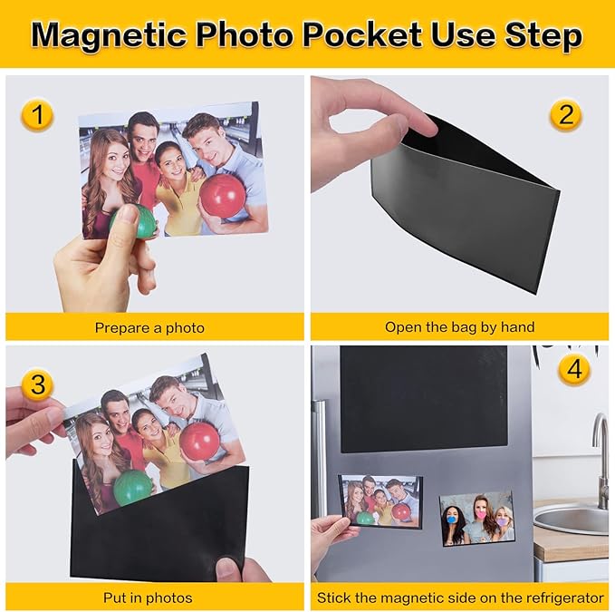 YixangDD 100 Pack Magnetic Picture Frame, 4 x 6 Inches Fridge Magnetic Photo Frames, Magnetic Photo Frames for Refrigerator, Home, School, Office (Black)