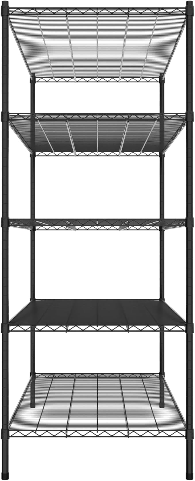 Commercial NSF Listed Black Epoxy Stationary Wire Shelving Kit 30" x 60" x 74", with 5 Shelves Perfect for Warehouse, Walk-in Refrigerator, Freezer, Grocery Store, Restaurant, Dishroom
