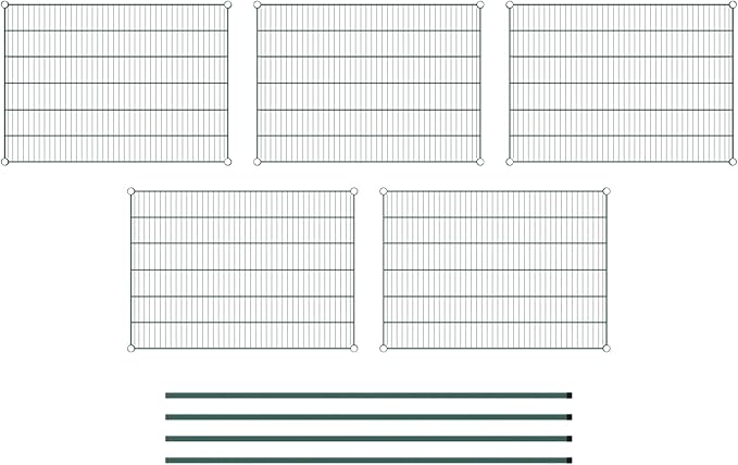 Commercial NSF Listed Green Epoxy Stationary Wire Shelving Kit 30" x 42" x 74", with 5 Shelves Perfect for Warehouse, Walk-in Refrigerator, Freezer, Grocery Store, Restaurant, Dishroom