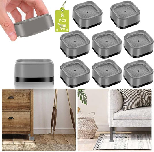 8 Pack Furniture Risers 1 Inch, Adjustable Bed Risers Heavy Duty for Table Desk Couch Chair Sofa Cabinet Bed Legs Dorm, Square Stackable Bed Raisers Blocks Lift Height 1", 2" or 3", Black
