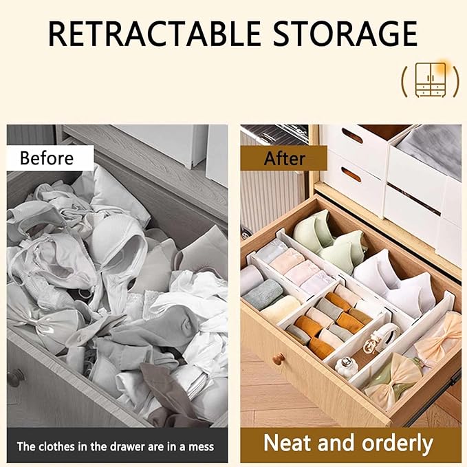 12 Pack Drawer Dividers for Clothes, 3.15" High 10.83"-17.97" Adjustable Expandable Dresser Drawer Organizer, Clear Plastic Separators for Dresser, Baby Clothing, Underwear, Cosmetic